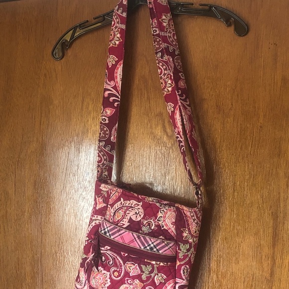 VERA BRADLEY Floral Pink Paisley Zip Pocket AdjustStrap Cross Body Messenger Bag - Picture 4 of 7